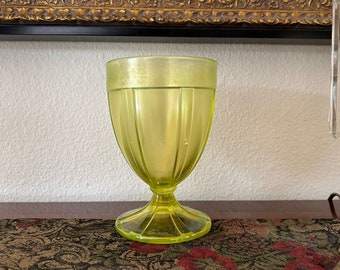 Vintage Lime Green Beveled Pedestal Compote Candy Dish