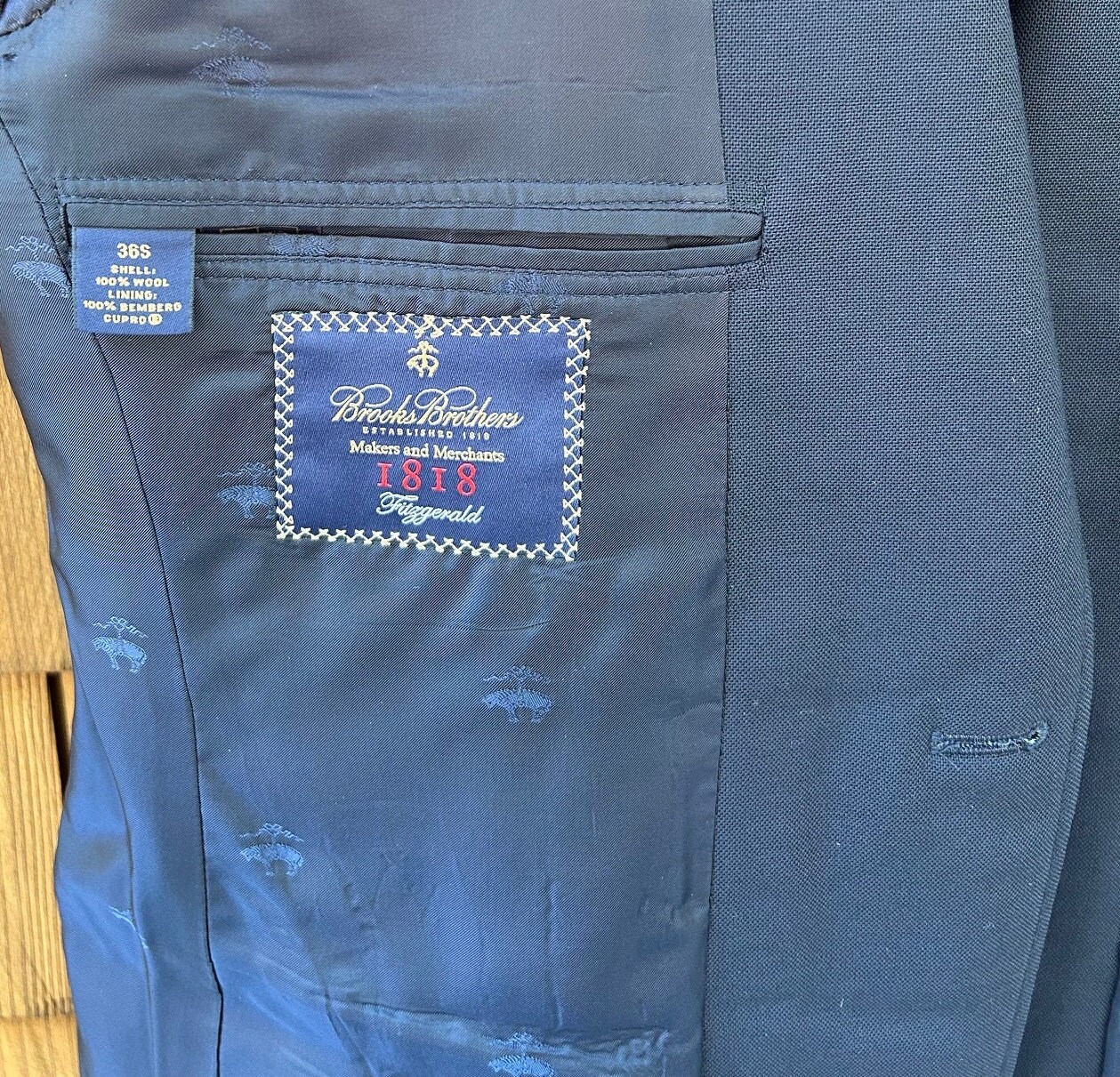 Brooks Brothers 1818 Fitzgerald Wool Blazer, Navy, 36S - Etsy
