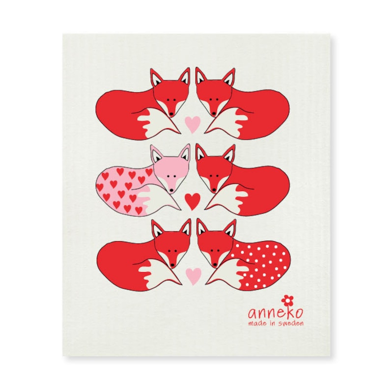 Swedish dishcloth, Foxes, Anneko design