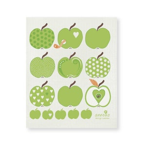 Swedish dishcloth, Green Apples , Anneko design , Eco friendly