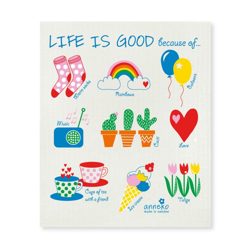Swedish dishcloth, Life is good, Anneko design