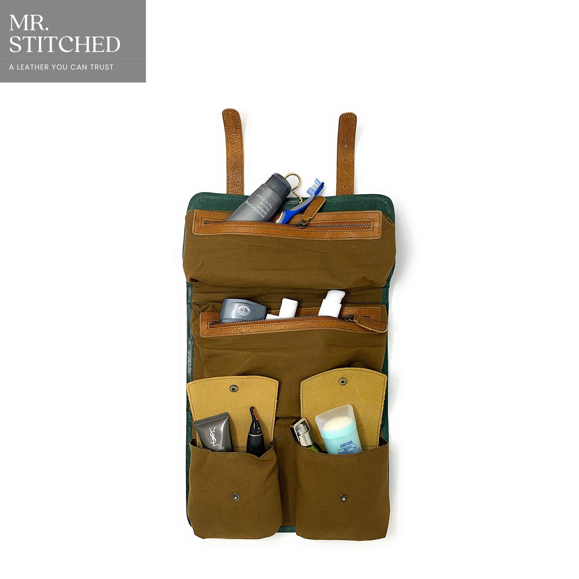 Genuine Buffalo Leather Hanging Toiletry Bag Travel Dopp Kit Etsy