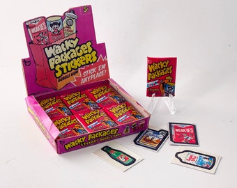 1973 WACKY PACKAGES miniature BOX w/ "dummy" packs, die-cut sticker cards