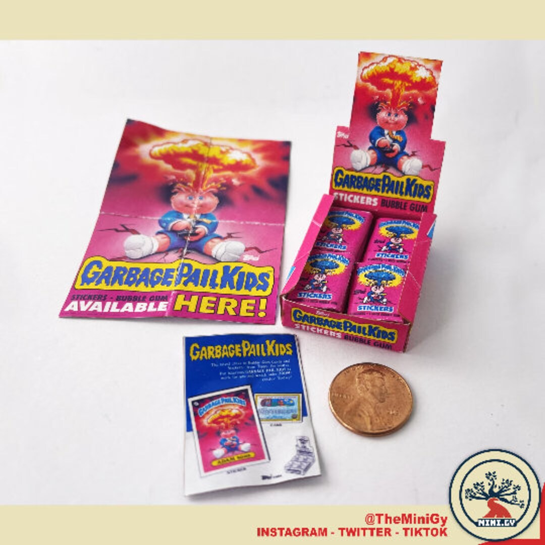 GARBAGE PAIL KIDS Miniature Box W/ dummy Packs, 5 Miniature Stickers