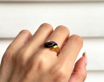 Vintage 14k Enamel Ring US size 8