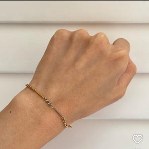 Antique 18k Two Tone Love Knot Bar Link Bracelet