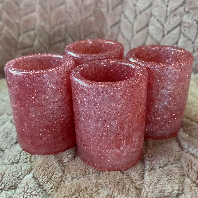 Pink Glitter Shot Glasses set of 4 Etsy
