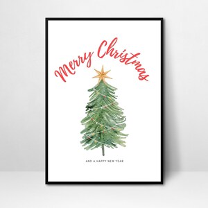 Minimalist Christmas Tree Digital Printable | Merry Christmas Typography | Fun Holiday Decor | Classic Christmas Wall Art | Festive Xmas