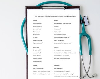 Hospice ADL Justification Template: Admissions & Recertifications (Printable)
