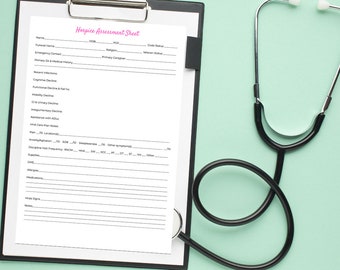 Printable One Page Hospice Assessment Sheet Template for Registered Nurse Case Managers