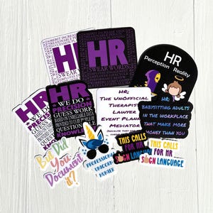 HR Humor Sticker Pack:  5  full size stickers for HR Professionals