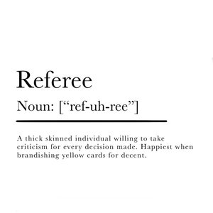 A4 digital referee definition print | printable wall art | football print | soccer art | downloadable artwork | football gift