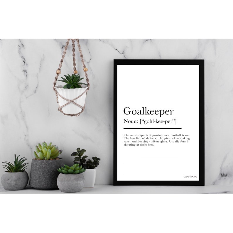 A4 Digital Goalkeeper Definition Print Printable Wall Art Football Print Soccer Art Downloadable
