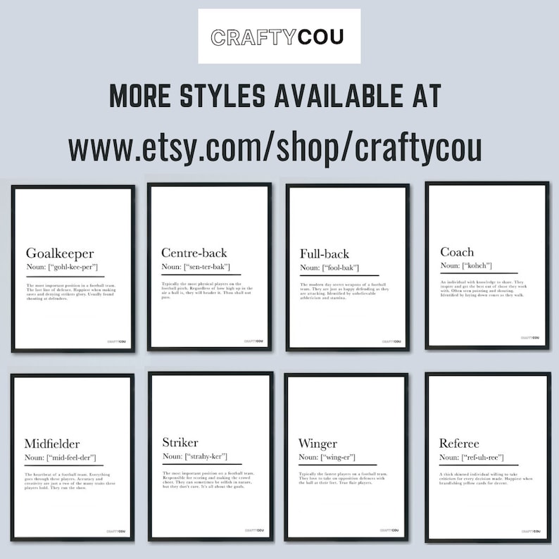 A4 Digital Goalkeeper Definition Print Printable Wall Art Football Print Soccer Art Downloadable