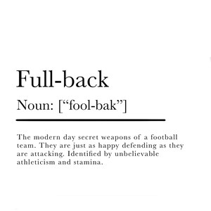 A4 digital full-back definition print | printable wall art | football print | soccer art | downloadable artwork | football gift