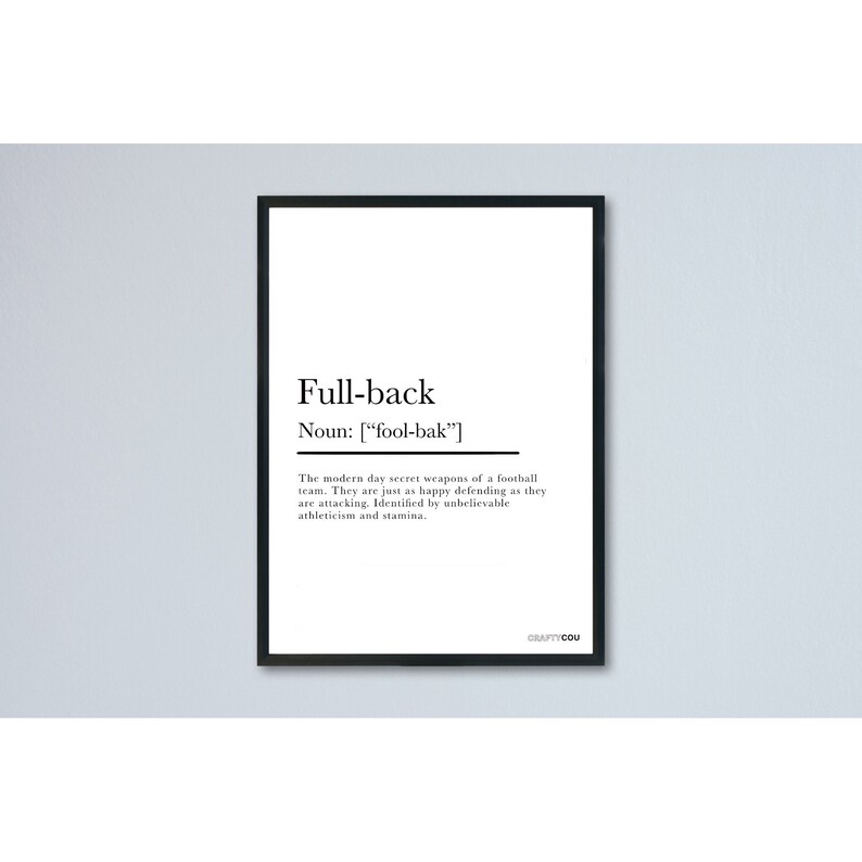 A4 Digital Full-back Definition Print | Printable Wall Art | Football ...