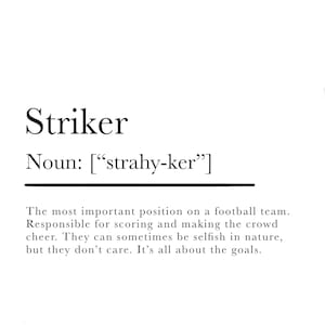 A4 digital striker definition print | printable wall art | football print | soccer art | downloadable artwork | football gift