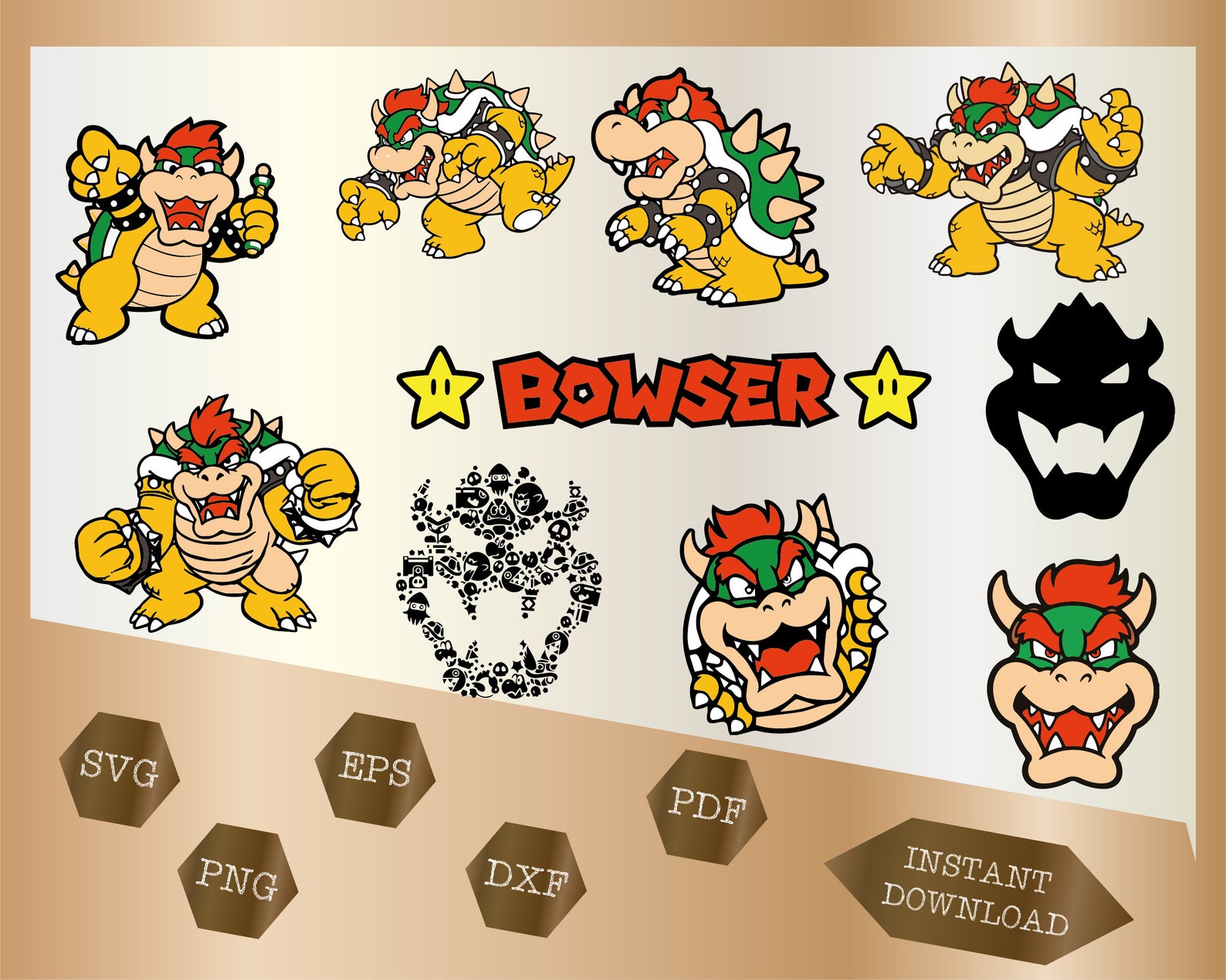 Paquete bowser svg super mario svg anime svg videojuego - Etsy España