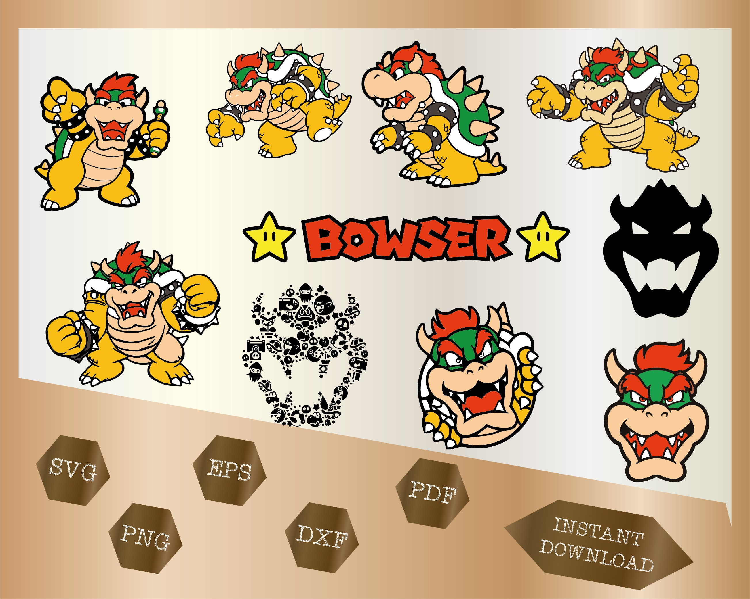 Bowser Canvas Face Svg, Super Mario Svg, Funny Mario Svg, Ma - Inspire  Uplift