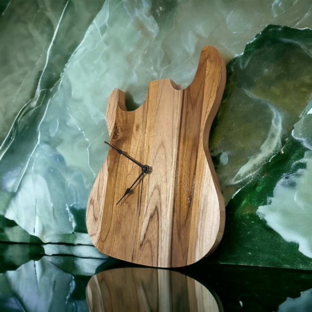 Wooden Guitar Clock Guitar Wall Art Guitar Table Art Wooden Carved