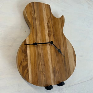 Wooden Guitar Clock | Guitar Wall Art | Guitar Table Art | Wooden Carved Guitar Clock | Gift for Dad | Gift for Him | Music Home Decor
