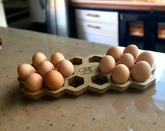 Suporte de ovo de madeira personalizado, armazenamento de ovo de cozinha de bancada, suporte de ovo fresco, suporte de ovo de bancada, armazenamento de ovo de madeira, presente de cozinha