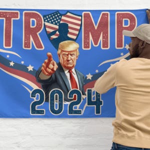 Trump 2024 Flag, Flag with Gromets, USA Themed 34.5 x 56 in Flag, Boat Flag, Election Flag