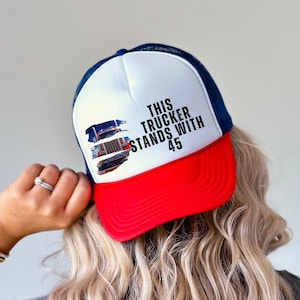 Trucker Hat Gift for Patriotic Big Rig Truck Driver,  Snapback Hat,  USA Americana Hat for Him, Conservative America Lover