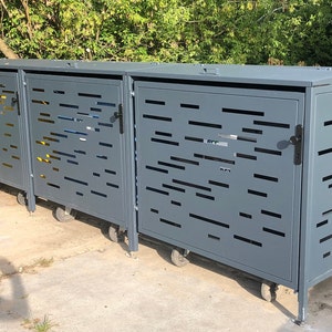 1100 L waste bin housing - openwork panels, plans DXF, STP