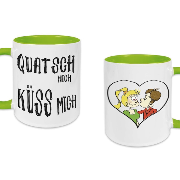 Quatsch nich küss mich, Kaktus, Tasse, witzige Tasse, Tasse bedruckt, Geschenk für Partner, Liebesgeschenk, handmade, Handarbeit