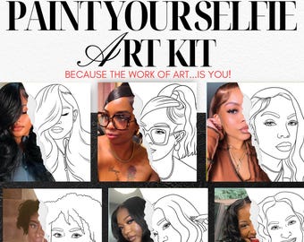 Custom Paint Your Selfie Kit from Photo, Paint and Sip Kit, Personalized Canvas Kit, Girls Night Party Kit, Date Night Activity, Birthday