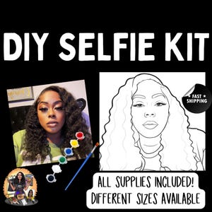 Paint Your Selfie Art Kit, Selfie Portrait Paint Kit, Custom Paint and Sip, Canvas Coloring, Arts and Crafts for Adults, DIY Painting Kit