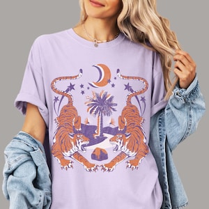 Tigers Shirt Comfort Colors Tigers Tshirt Purple and Orange Tigers Tee Vintage Tigers T shirt