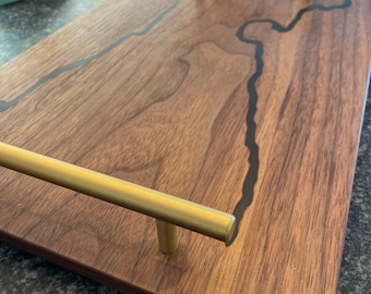 Fractal Burn Charcuterie / Serving Board with Handles