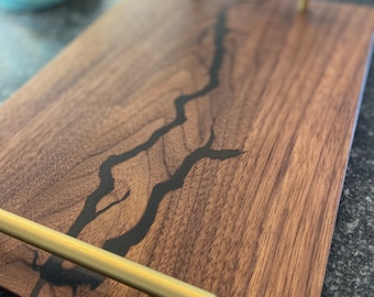 Fractal Burn Charcuterie / Serving Board withHandles
