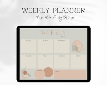Weekly Planner Page for Women, Business Woman, Entrepreneurs, Moms, Savannah, Minimal, Modern, Clean, Printable or Digital Use, Download