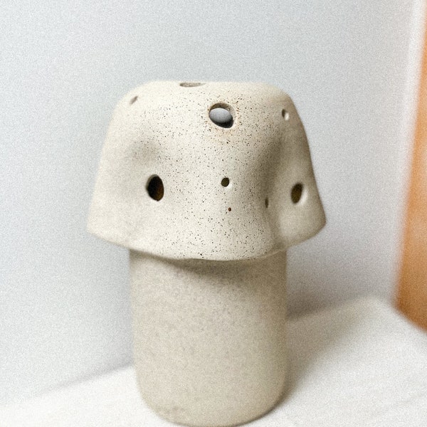 PHOTOPHORE La Fée Céramique, Soliflore ceramic vase, original ceramic tealight holder, Ceramic mushroom