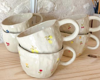 PERSONALIZED modeled mug the ceramic fairy, personalized mug, Illustrated Artisan Mug, Tea, Coffee, ceramic mug, fruits