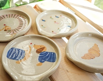 CUSTOM ceramic spoon rest, the ceramic fairy, utensil rest, artisanal tableware, handmade pottery, kitchen accessory