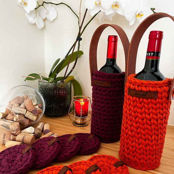 Crochet Wine Bag handmade