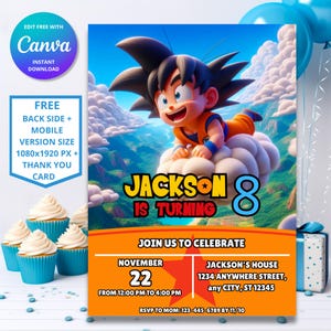 Editable Dragon Ball Birthday Invitation | Goku Party Invite | Instant Download, Editable, Printable