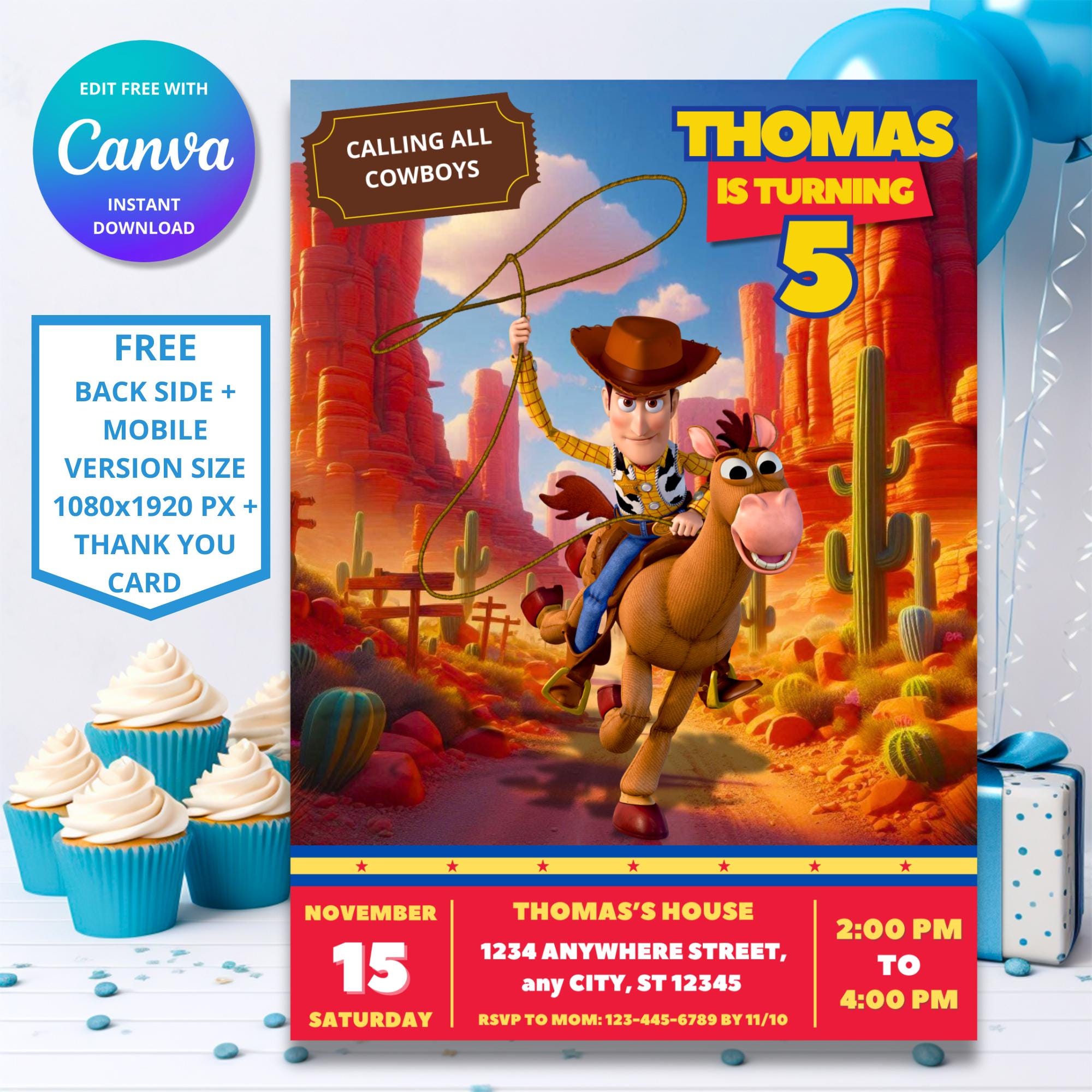Woody First Rodeo Invite Editable Woody Toy Story Birthday Invitation | Printable Party Invite ...