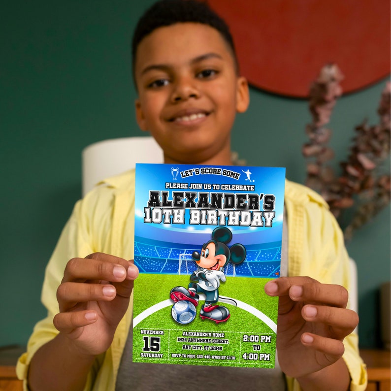 Mickey Mouse Soccer Party Digital Invitation Set With FREE Thank You ...