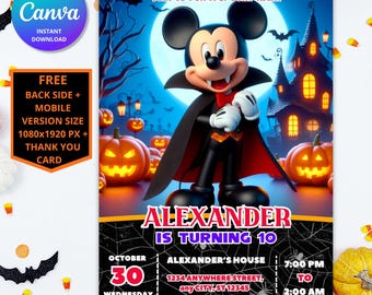 Mickey Mouse Halloween Birthday Invitation | Customizable Party Invite (Digital Download)