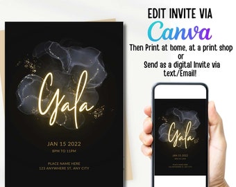 Elegante invito di gala, volantino modificabile fai da te (download digitale)