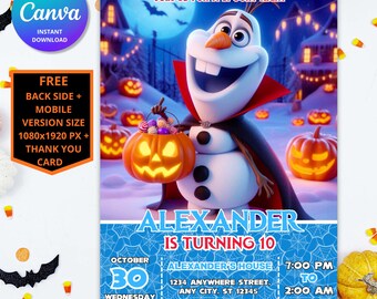 Olaf Frozen Halloween Birthday Invitation | Customizable Party Invite (Digital)