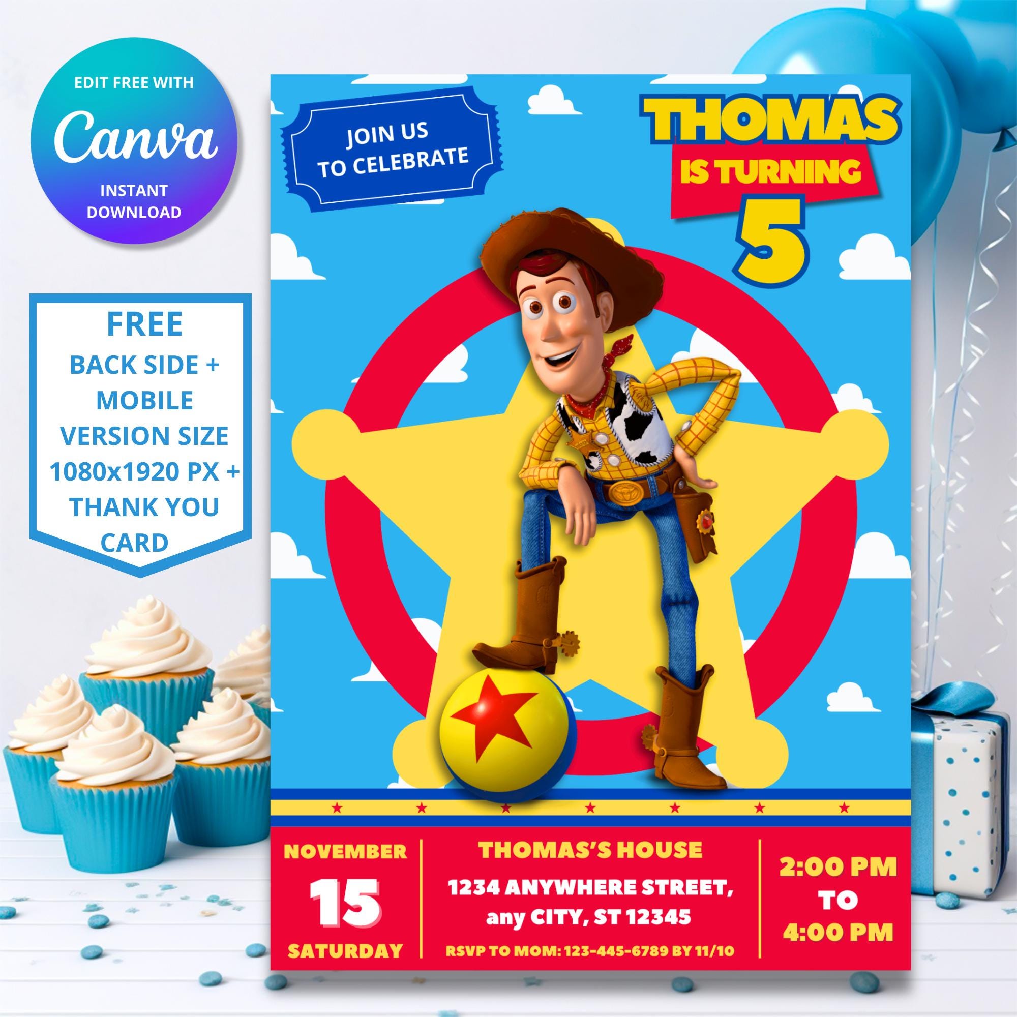 Woody First Rodeo Invite Editable Woody Toy Story Birthday Invitation | Printable Party Invite ...
