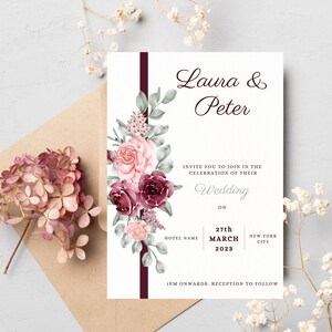 Exklusive Hochzeitseinladung-Boho Ivory Hochzeitseinladungen Kartenvorlage, Sofortiger Download-Einfache Hochzeitseinladung-Canva Vorlage