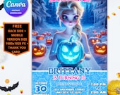 Frozen Halloween Birthday Invitation | Elsa and Anna, Editable (Digital Download)