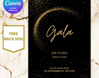 Modello elegante per invito a gala, volantino modificabile fai da te (download digitale)